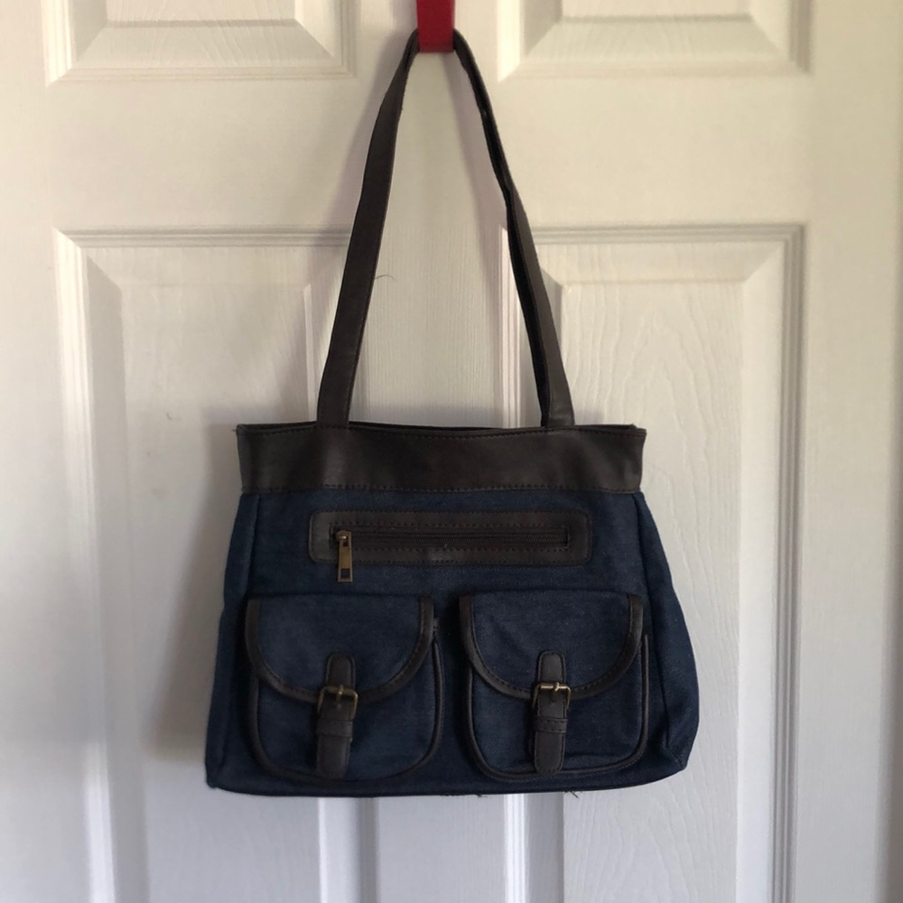 Gold Coast Blue Jean and Brown Shoulder Bag AS IS - Picture 2 of 16
